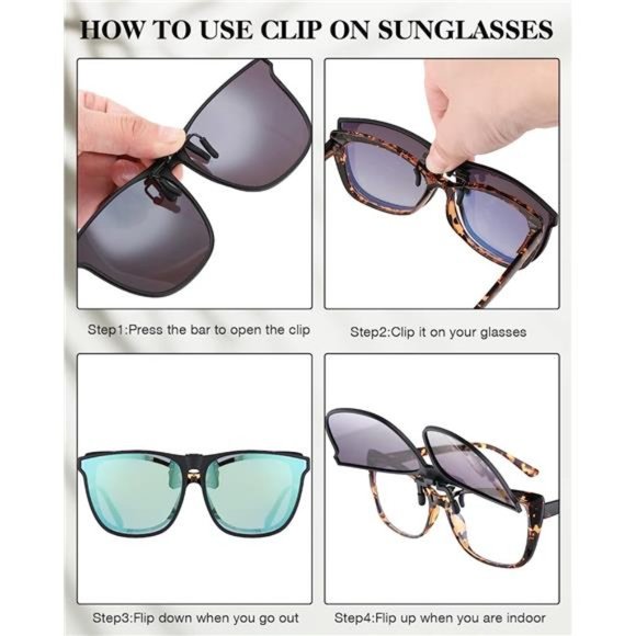 3 Pair Polarized Clip-on Sunglasses Large Anti-glare TR90 Frame Lightweigh - Picture 6 of 6